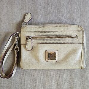 Dooney & Bourke Beige Wristlet with Zipper Detail Wallet